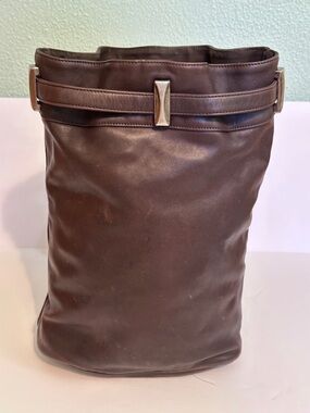 Enzo Angiolini Bucket Sling Bag Brown Leather Purse Convertible
